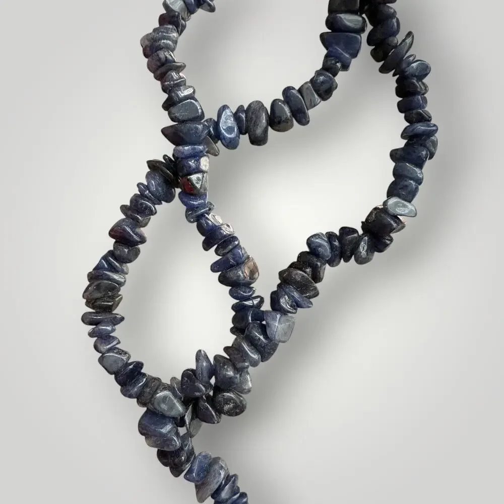 Natural Stone Chip Bead Necklace Set 34” Turquoise Coral Sodalite Boho Style